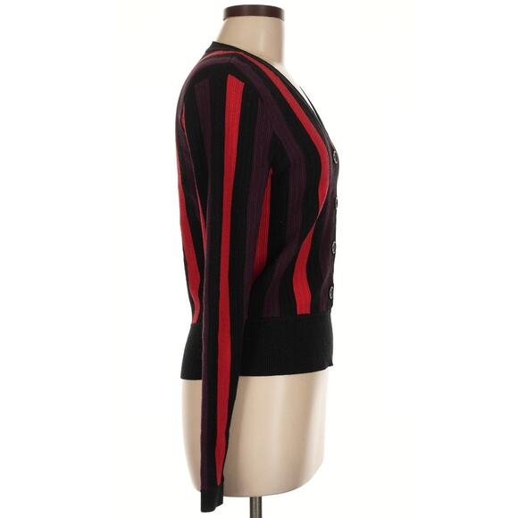 CAbi Purple, Red, Black Striped Button Up Cardigan - Medium - Picture 3 of 6